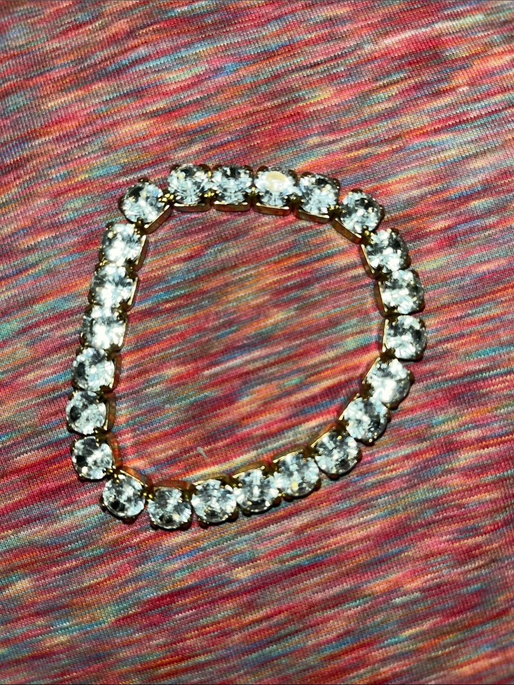 Gold Tone Prongoned Bracelet with Clear Crystal Stones